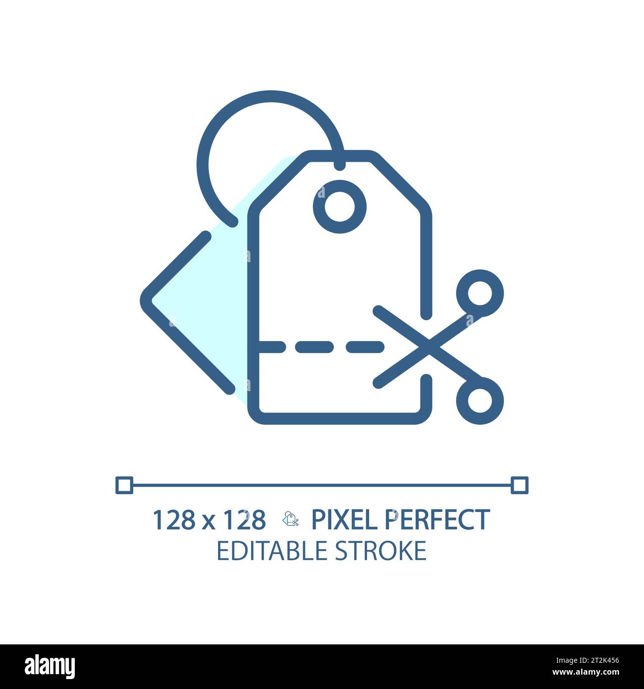 2D customizable simple thin linear blue flat discount icon Stock Vector