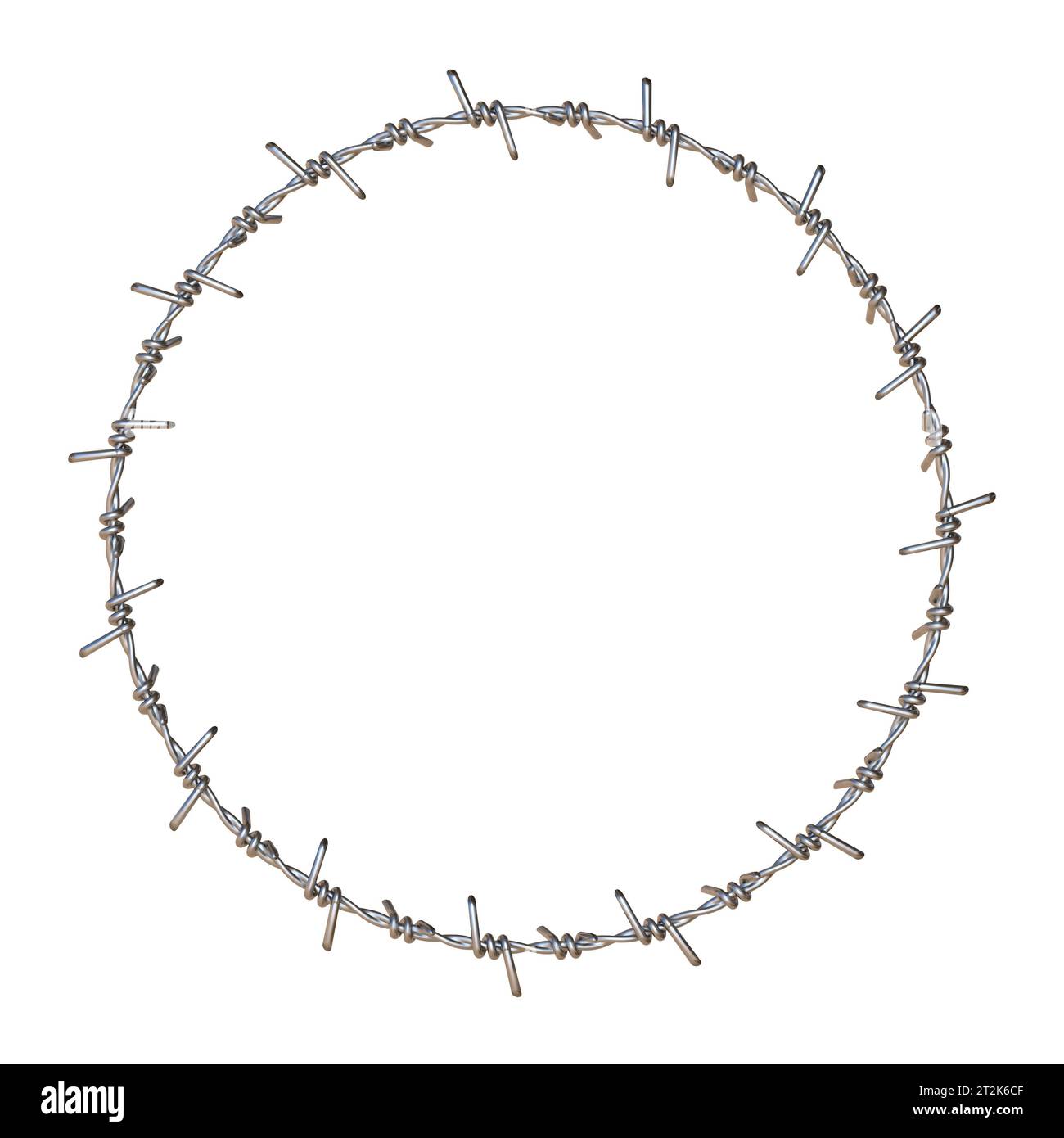 Barbed wire Big circle 3D rendering illustration isolated on white ...