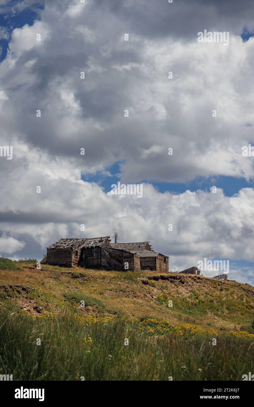 Abandoned cabins at the Summitville ghost town in southwest Colorado. Stock Photo