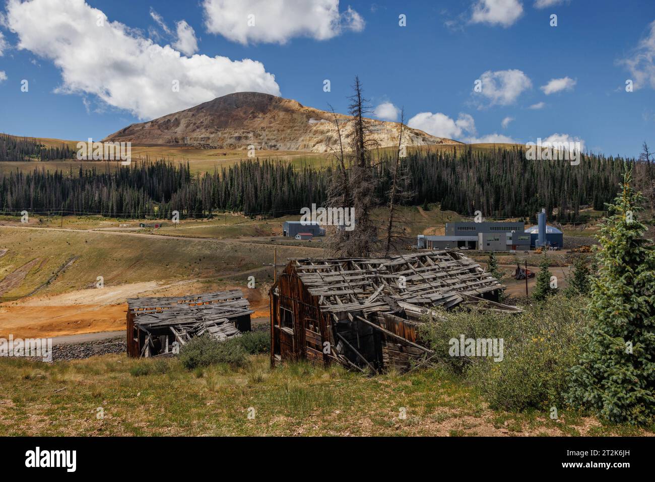 A collapsed cabin at the Summitville ghost town in southwest Colorado. Stock Photo