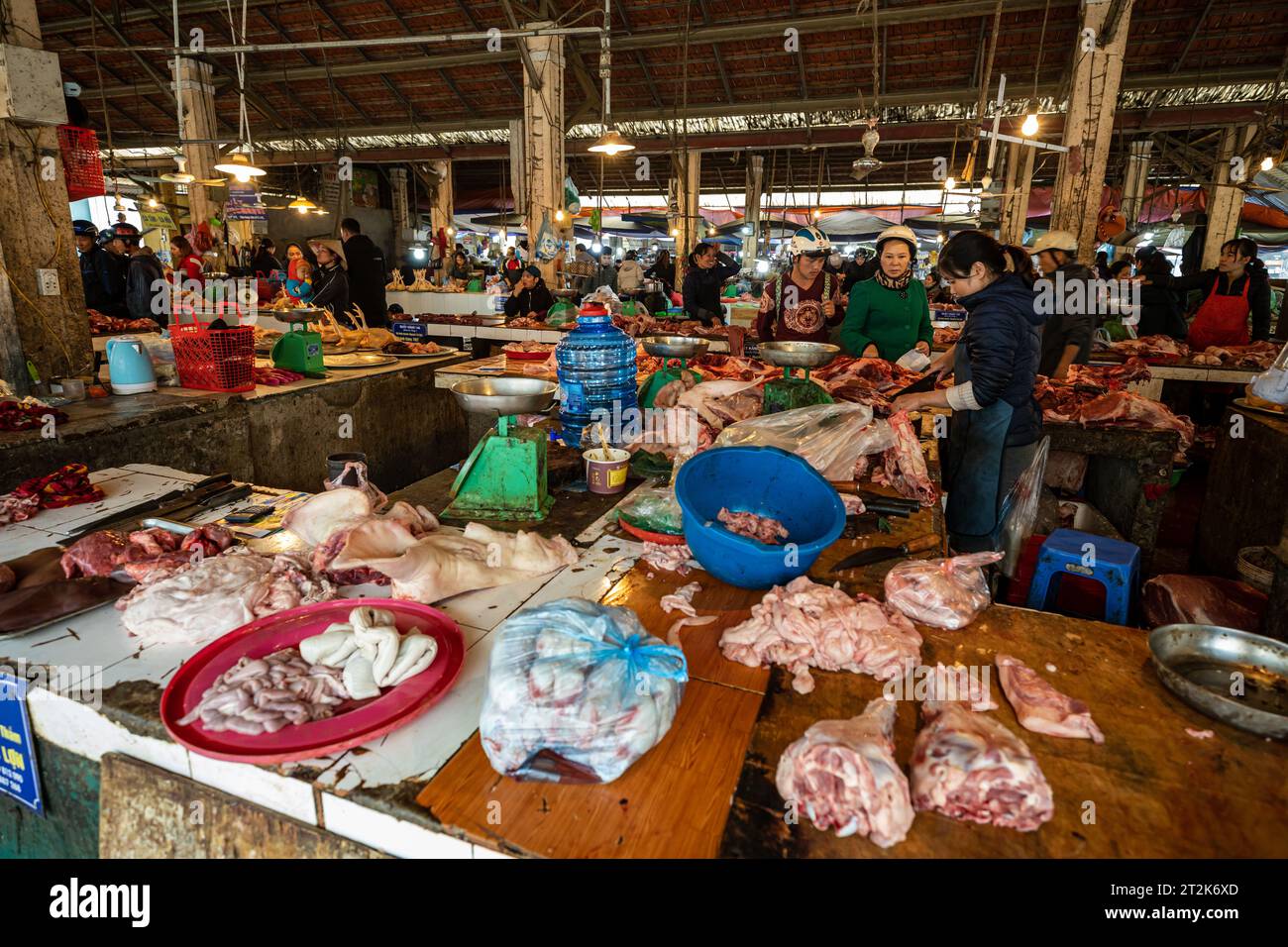 The meat market of Sapa in Vietnam Stock Photo