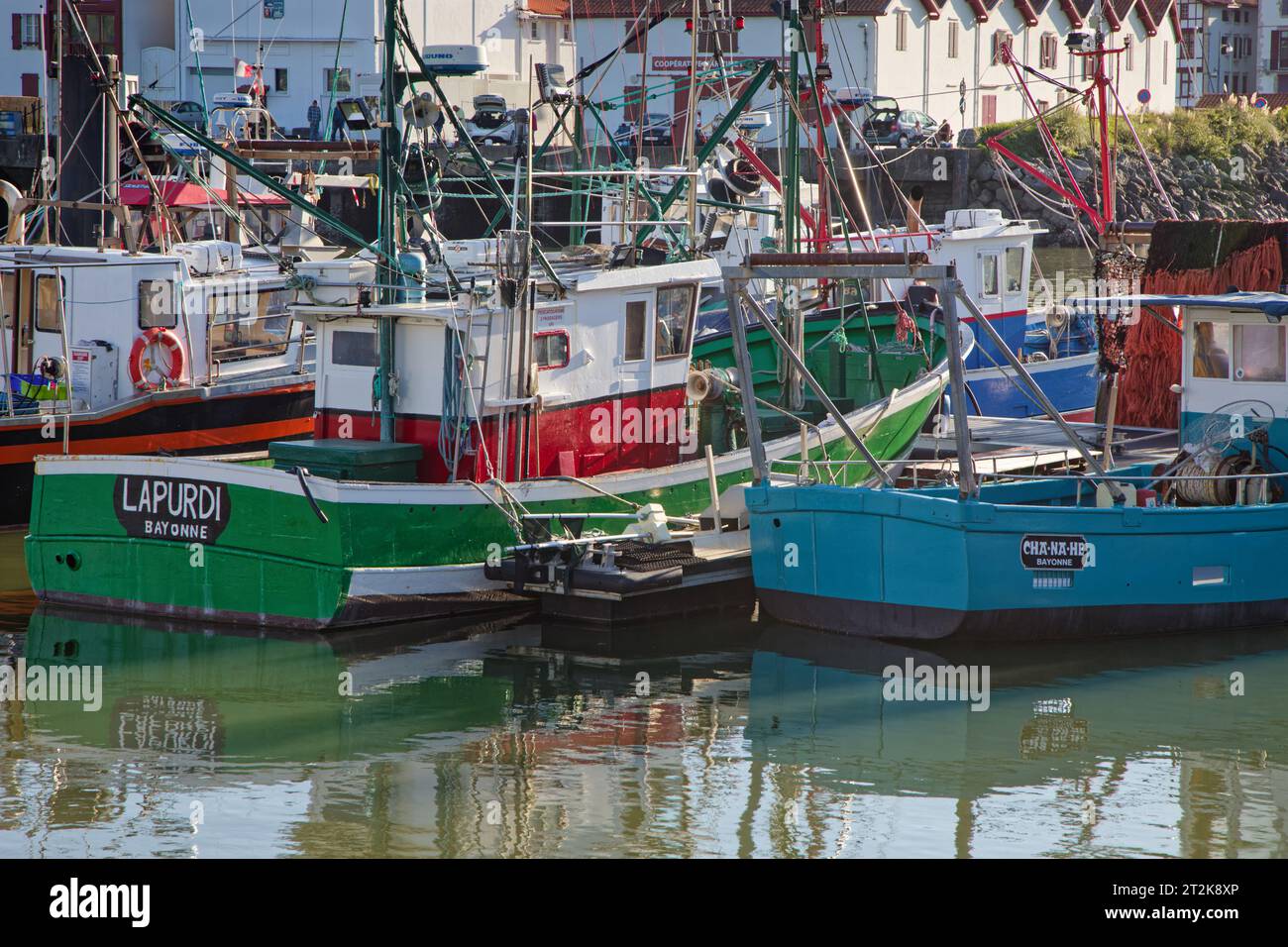 ST-JEAN DE LUZ, FRANCE, September 23, 2023 : Saint-Jean-de-Luz fishing port on the Basque coast. It is now a famous touristic resort known for its arc Stock Photo