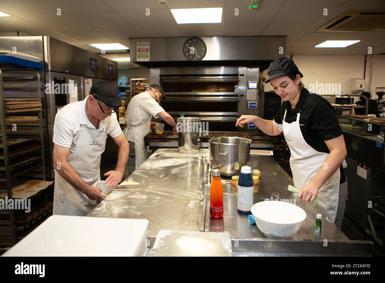 Staff at the Big River bakery in Newcastle, founded by Andy Haddon. A small-batch bakery which serves the local community and also runs employability Stock Photo