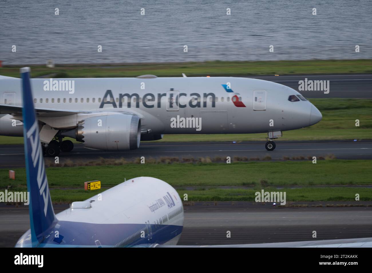 Tokyo, Japan. 12th Oct, 2023. An American Airlines Boeing 7878