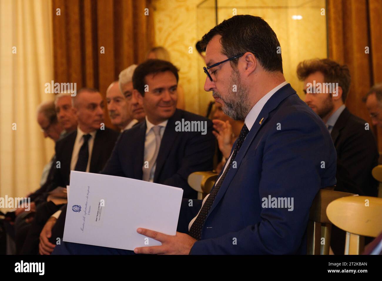 Matteo Salvini al convegno iWeek 'Nucleare si può fare?' tenutosi a Roma 11 ottobre 2023 presso Palazzo Altieri in Piazza del gesù Stock Photo