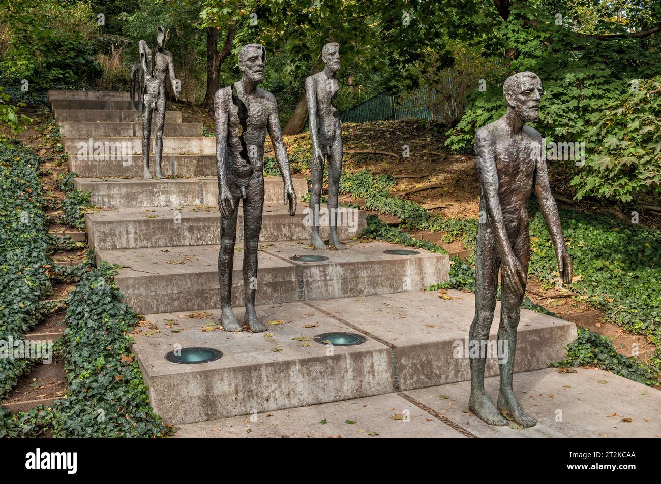 Memorial to the victims of Communism, 2002, by Olbram Zoubek, inspired by Alberto Giacometti works, Ujezd street, Mala Strana, Prague, Czech Rep. Stock Photo