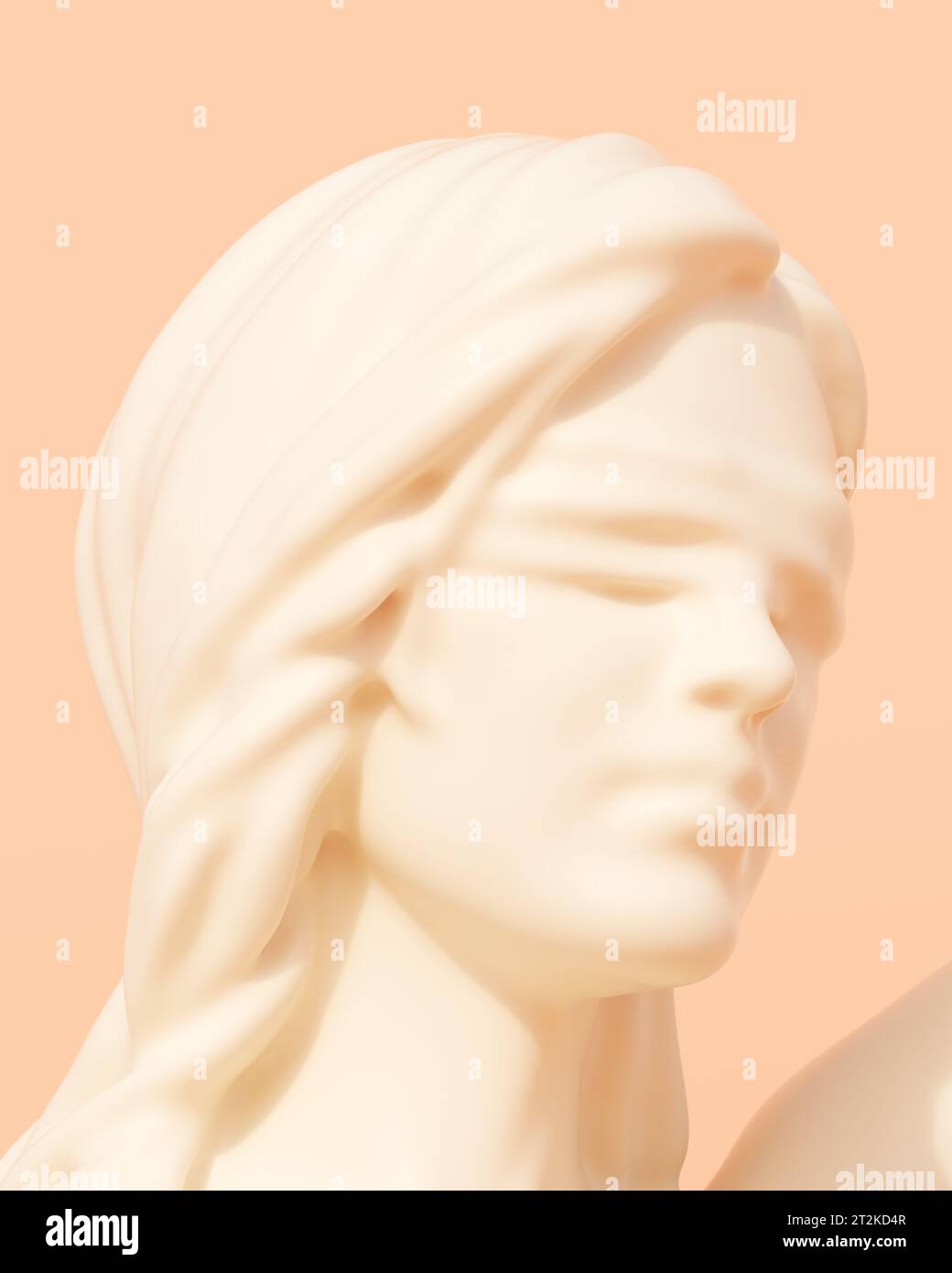 Cream lady justice blindfold face head statue judicial system peach