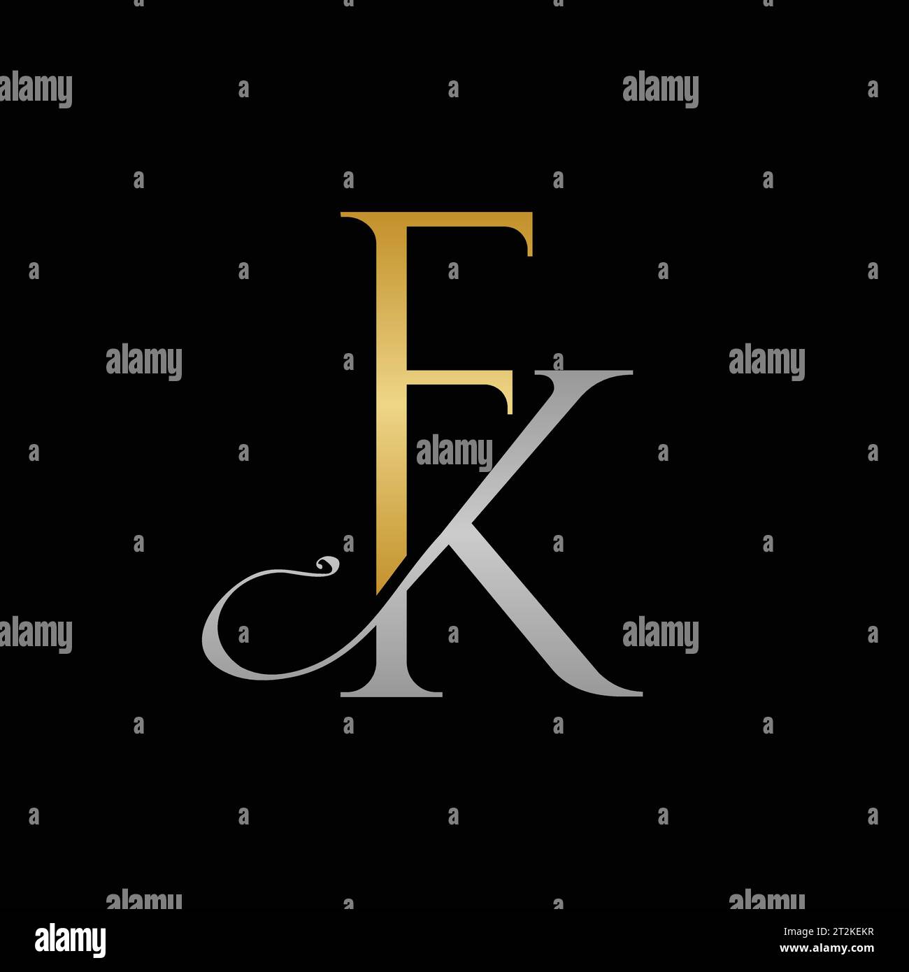 FK logo, FK monogram, initials KF logo, letter KF logo, Elegant, icon, vector Stock Vector