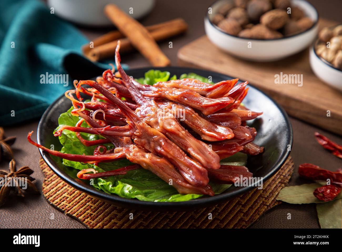 Marinated duck tongue in Spiced Sauce Stock Photo Alamy