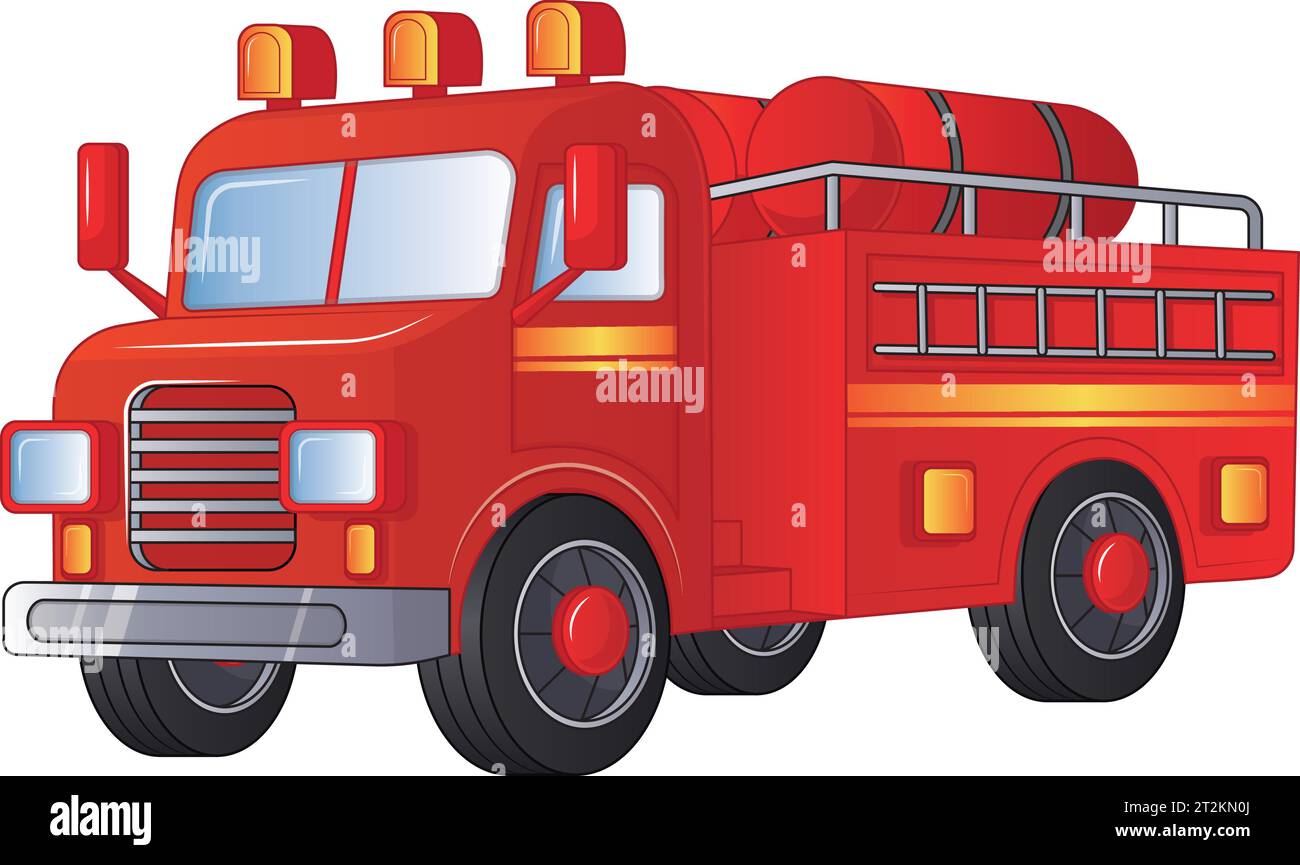 Vector Red Fire Engine on White background Stock Vector Image & Art - Alamy
