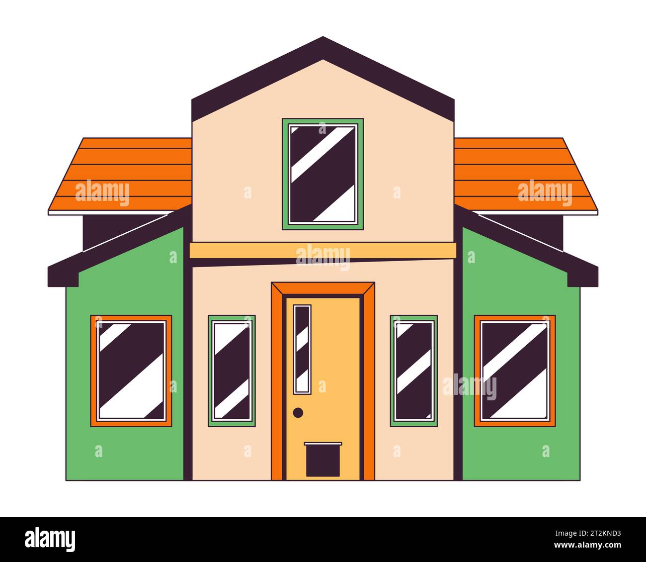 Modern single family home 2D linear cartoon object Stock Vector Image ...