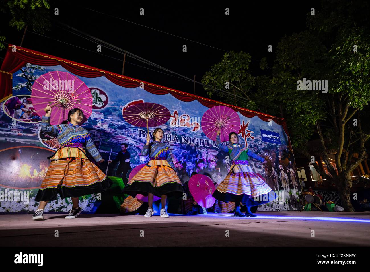 Party and Dancing in the night at the Bac Ha Market in Vietnam Stock Photo