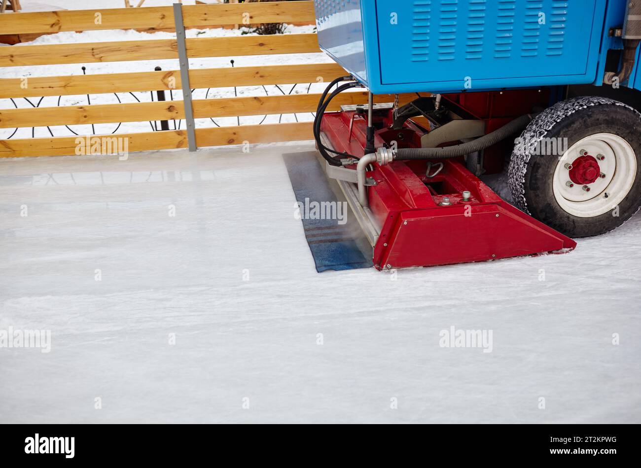Resurfacing machine cleans ice. Special machine ice harvester cleans