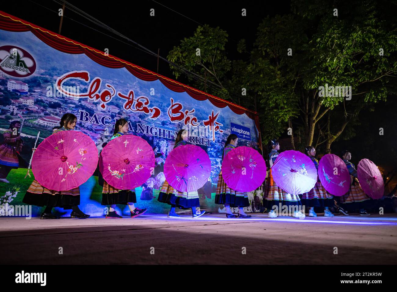 Party and Dancing in the night at the Bac Ha Market in Vietnam Stock Photo