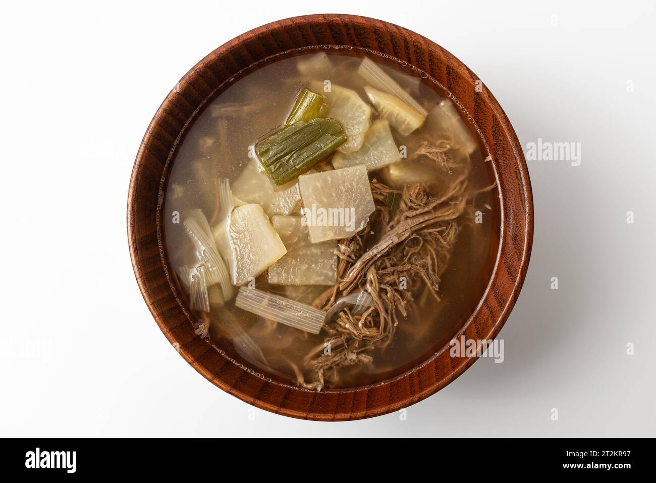 Beef radish soup on a white background Stock Photo