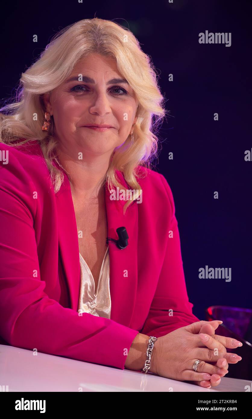 Singer Sandra Kim aka Sandra Caldarone pictured during the recording of the 'Grand Prime des 70 ans de la television' to celebrate the 70 years of television of RTBF, French-speaking public television, Friday 06 October 2023, in Liege. BELGA PHOTO BENOIT DOPPAGNE Stock Photo