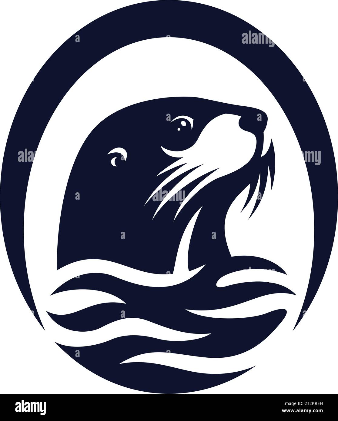 Otter Head inside letter O Logo Design Stock Vector