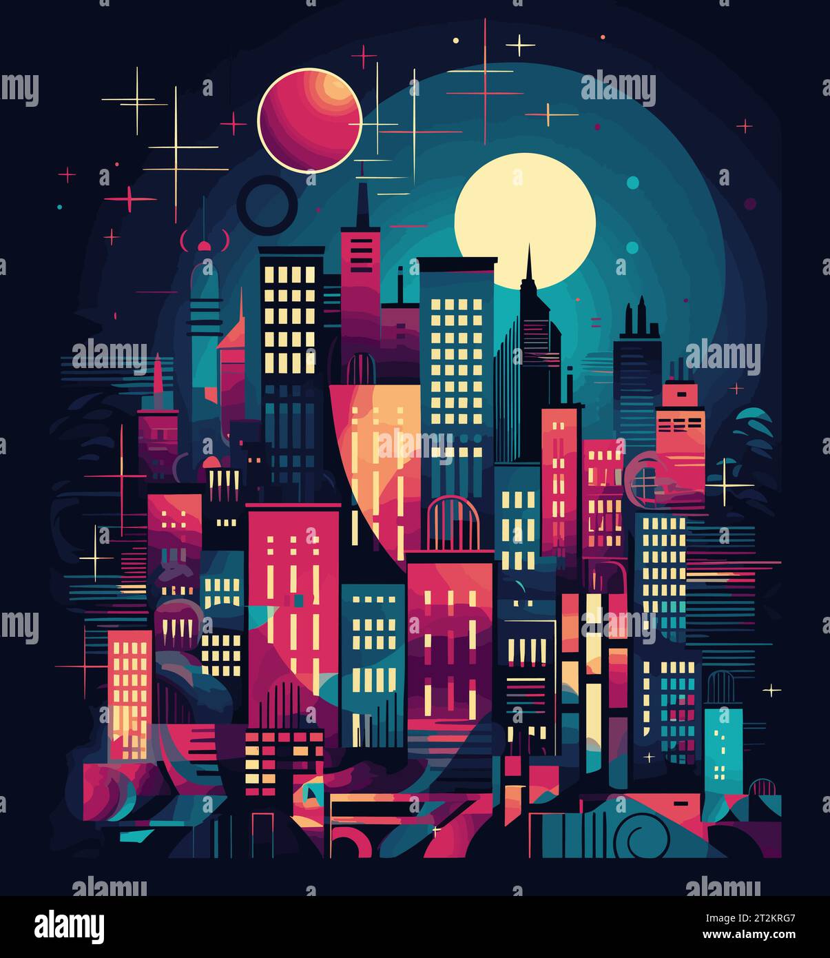 Urban skyline with moon Stock Vector Image & Art - Alamy