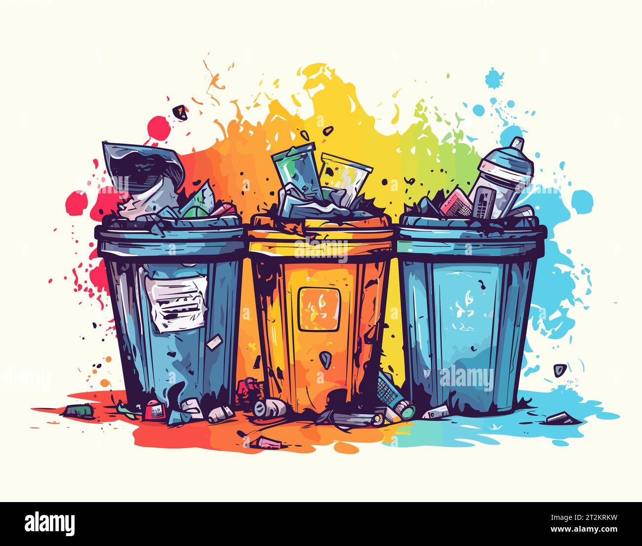 Trash Cans and Garbage Set Illustration Graphic by faqeeh · Creative Fabrica