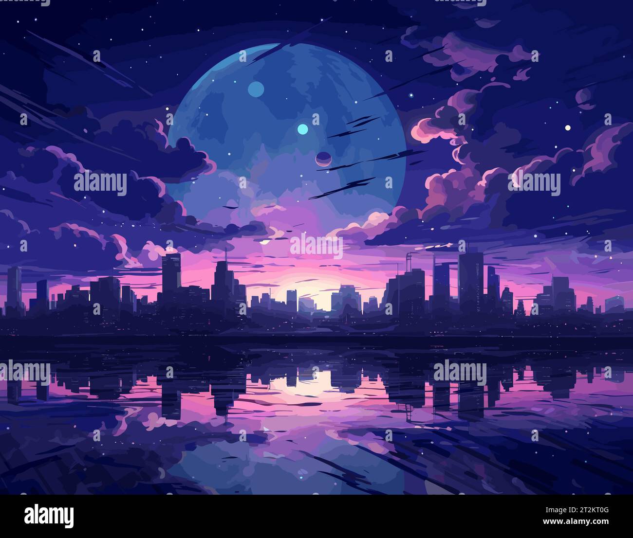 Large moon over city skyline Stock Vector Image & Art - Alamy