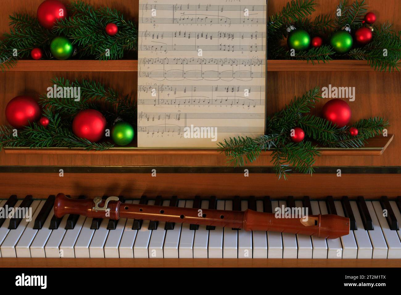 House music with flute and piano, Christmas, Germany Stock Photo