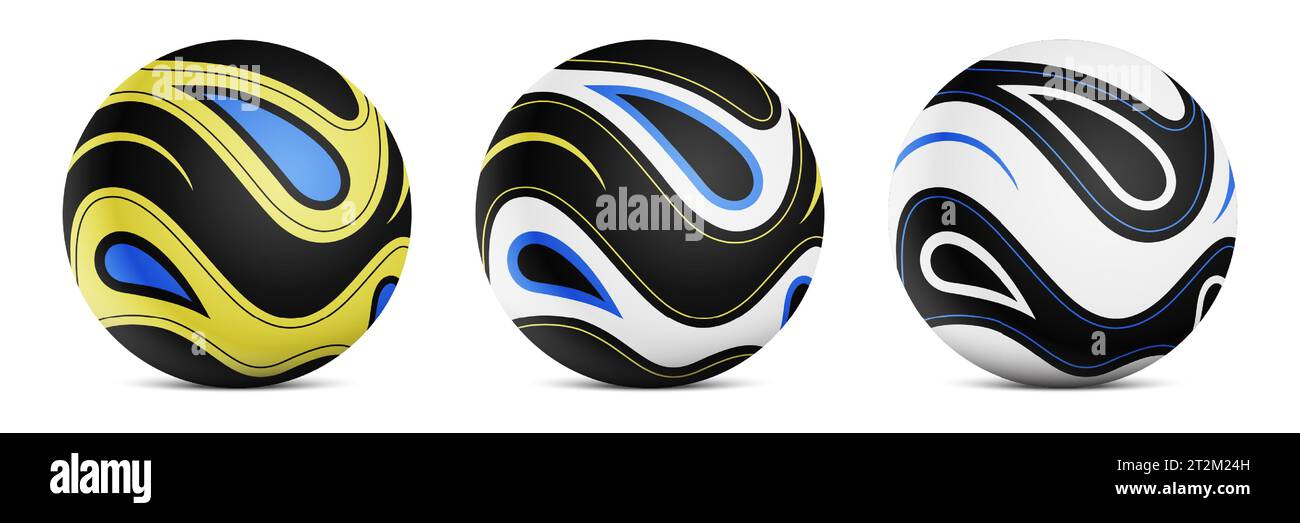 Football modern design ball, vector set, isolated on white background