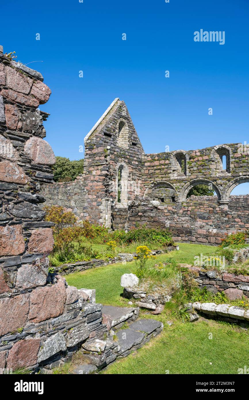 Former nunnery, monastic ruins, Iona Nunnery, on the Hebridean island of Iona, Isle of Mull, Scotland, Great Britain Stock Photo