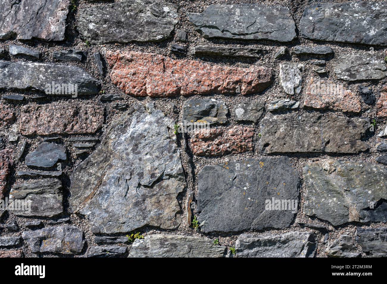Ross of Mull Granite and Basalt Wall Stones, Format Filling, Background Stock Photo