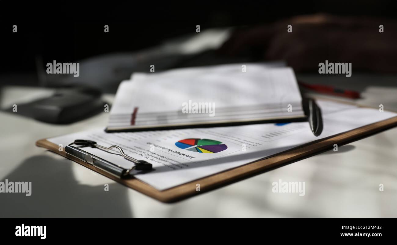 paper document diagram notebook lie on table Stock Photo - Alamy