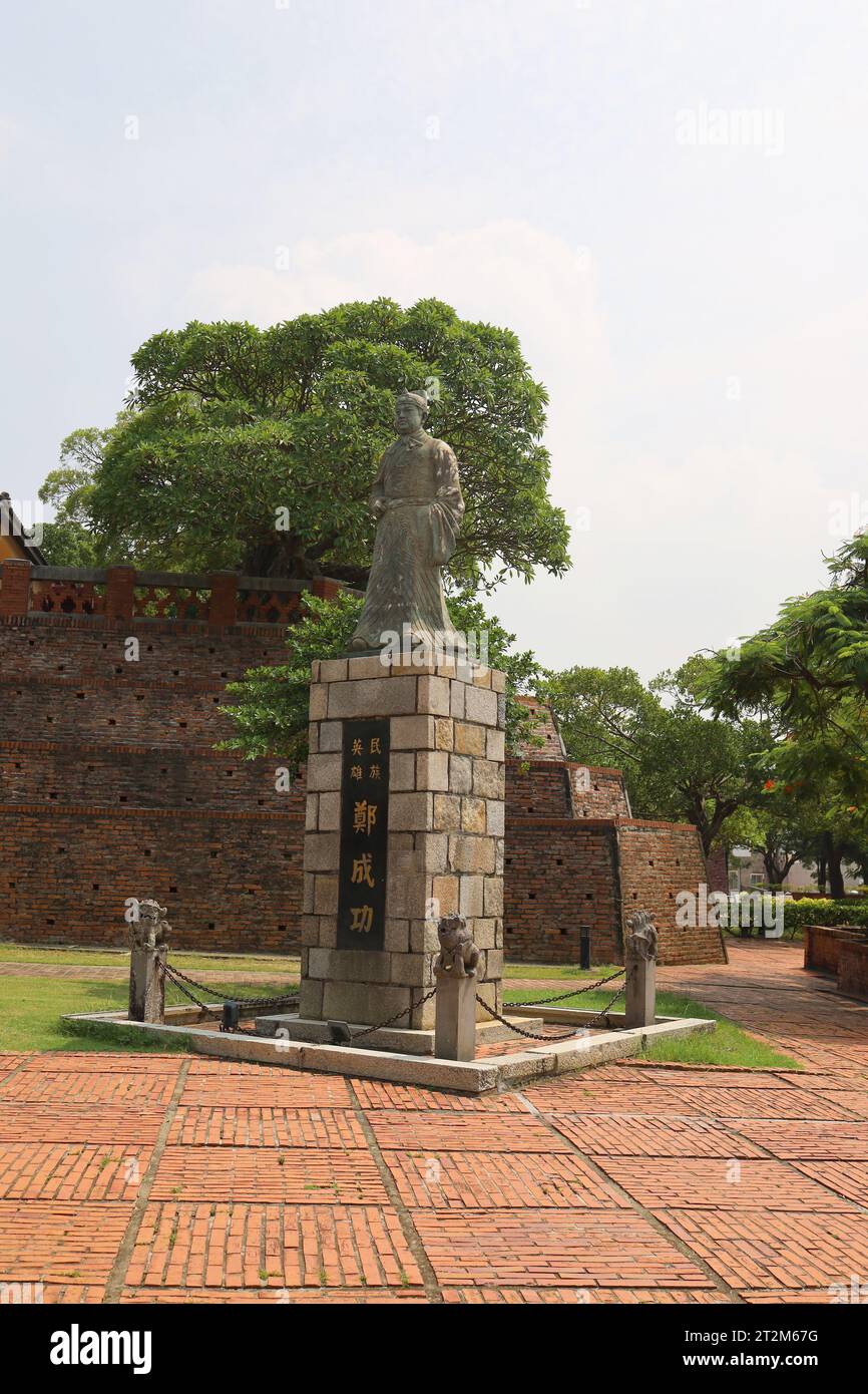 Tainan City, Taiwan, September 15, 2023.Statue of Zheng Chenggong in Anping Fort Stock Photo