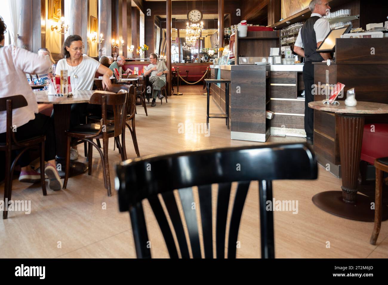 Vienna Austria. 29 September 2023. Interior of traditional viennese cafe 'Cafe Ritter' with stylish furniture Stock Photo