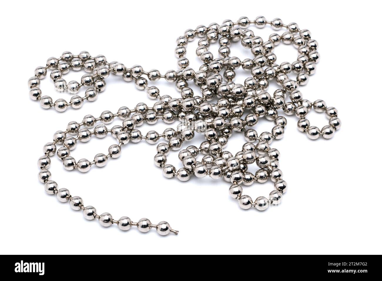 Broken Roller Blind Chain Curled on a White Background Stock Photo Alamy