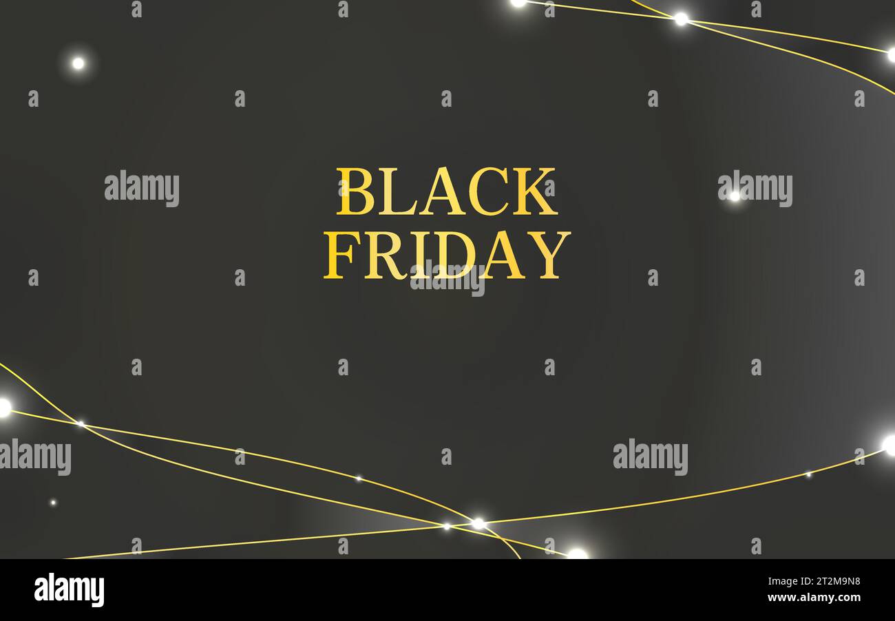 Glowing gold lines and black abstract background with Black Friday text ...