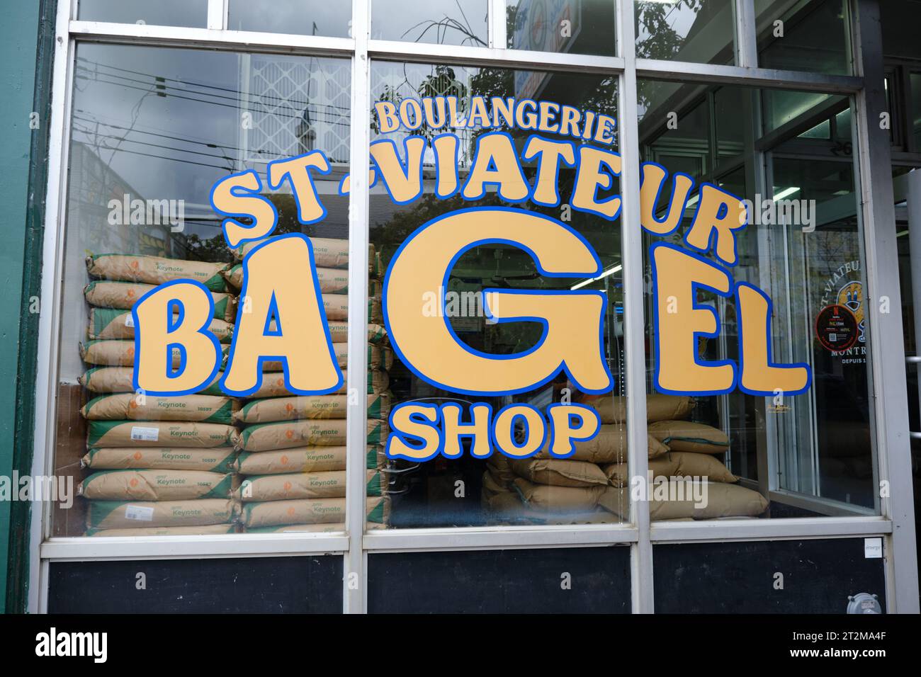 Window of St-Viateur Bagel Shop, in Montreal Stock Photo