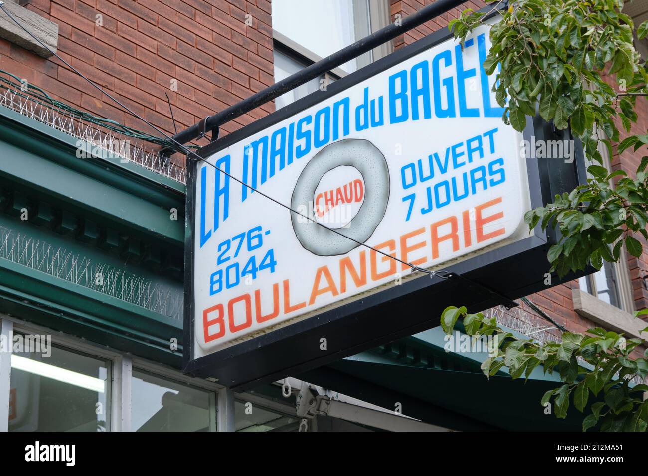 La Maison du Bagel sign, at St-Viateur Bagel shop in Montreal Stock Photo