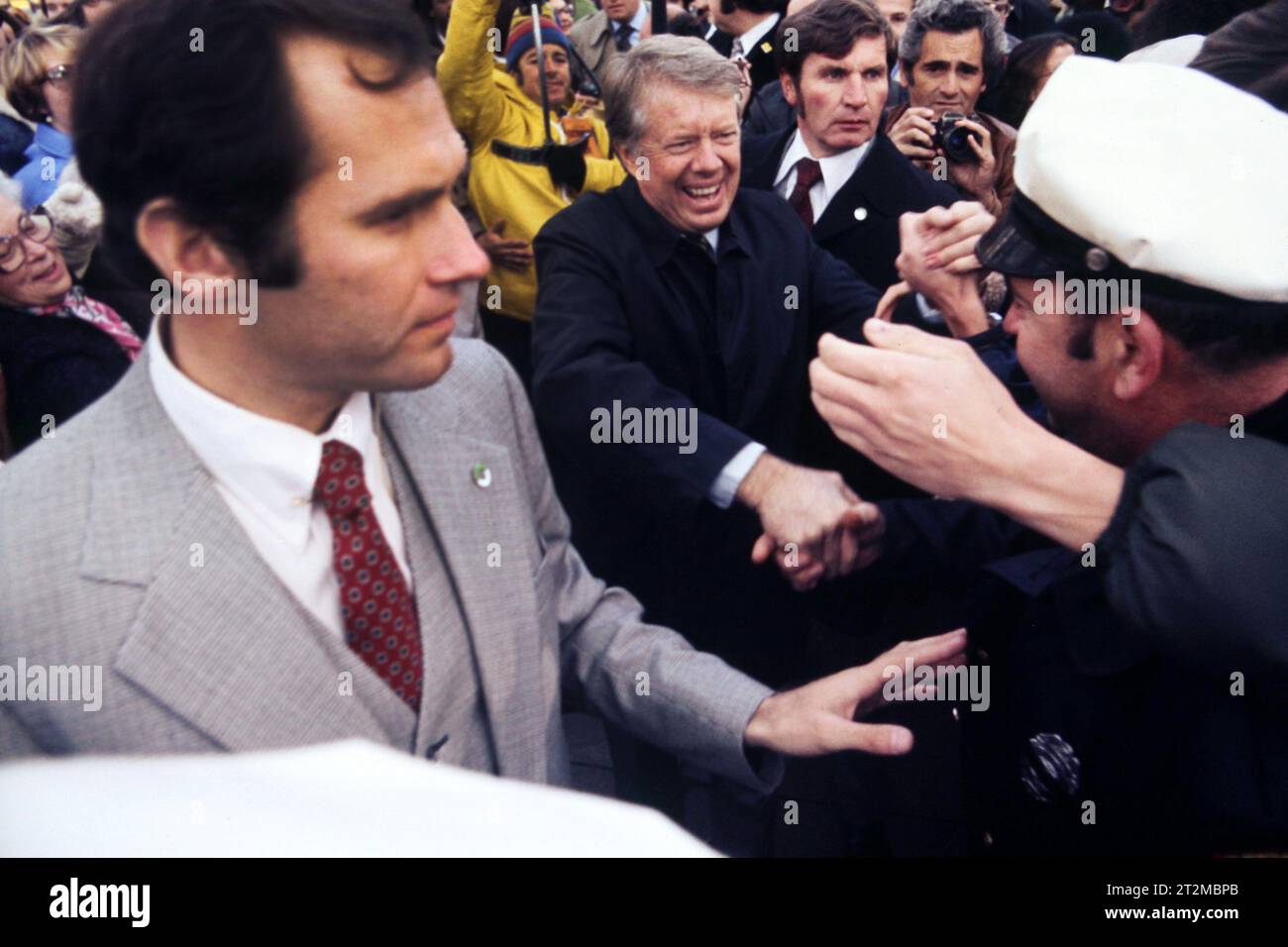 President elect Jimmy Carter in crowd in November1976   Photograph by Dennis Brack BB 89B Stock Photo