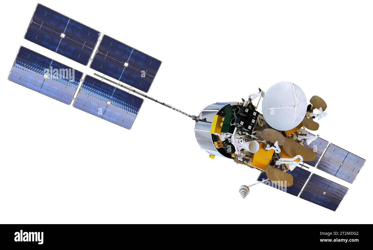 Telecommunication satellite Express-A isolated Stock Photo