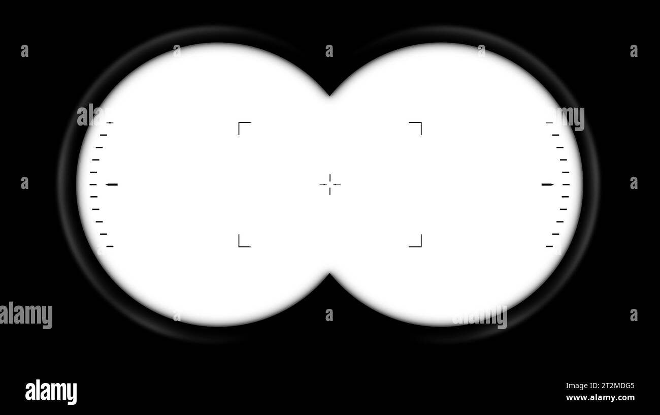 Binoculars point of view with viewfinder (looking through binoculars