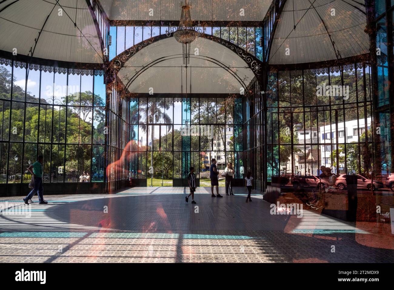 Petropolis, RJ, Brazil.  September 16, 2023. The Crystal palace, inside view with tourists Stock Photo
