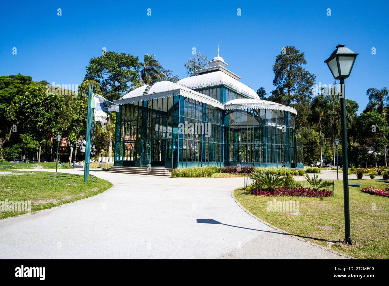 Petropolis, RJ, Brazil.  September 16, 2023. The Crystal palace, viwed from the front side, on a blue sky day, a tourist attraction Stock Photo