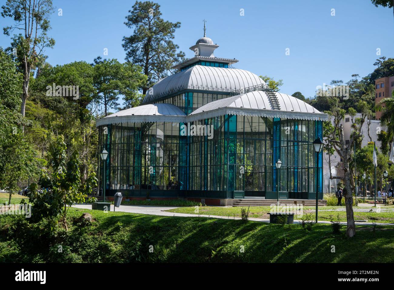 Petropolis, RJ, Brazil.  September 16, 2023. The Crystal palace, viwed from the backside, on a blue sky day, a tourist attraction Stock Photo