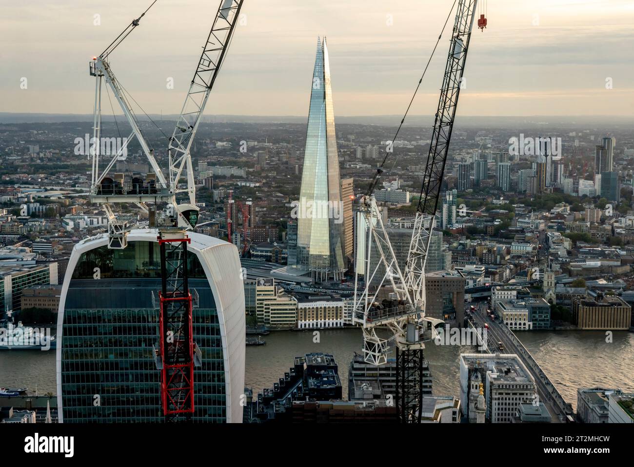 The Shard and Twenty Fenchurch Building Seen From The Lookout Viewing Platform at No 8 Bishopsgate, City of London, London, UK. Stock Photo
