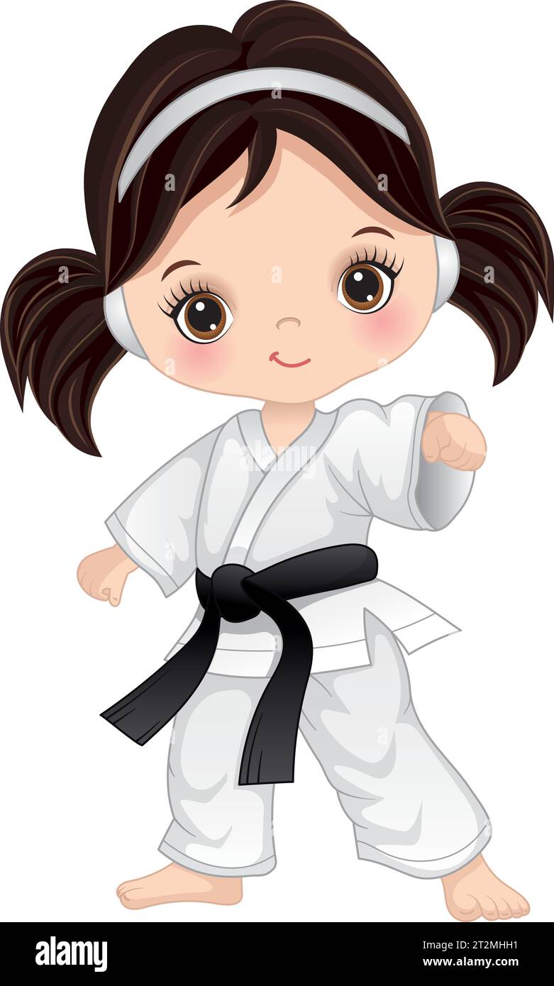 Vector Cartoon Girl Practicing Karate Stock Vector Image & Art Alamy