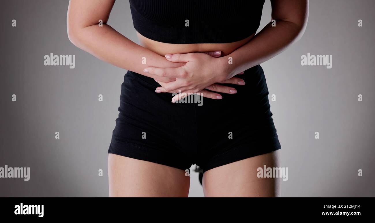 PMS Menopause Symptoms. Girl Tummy Stomach Pain Stock Photo Alamy