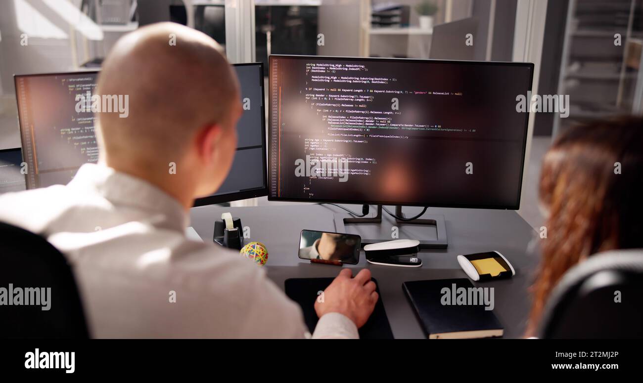 Agile Pair Programming And Extreme Coding. Business Software Stock Photo