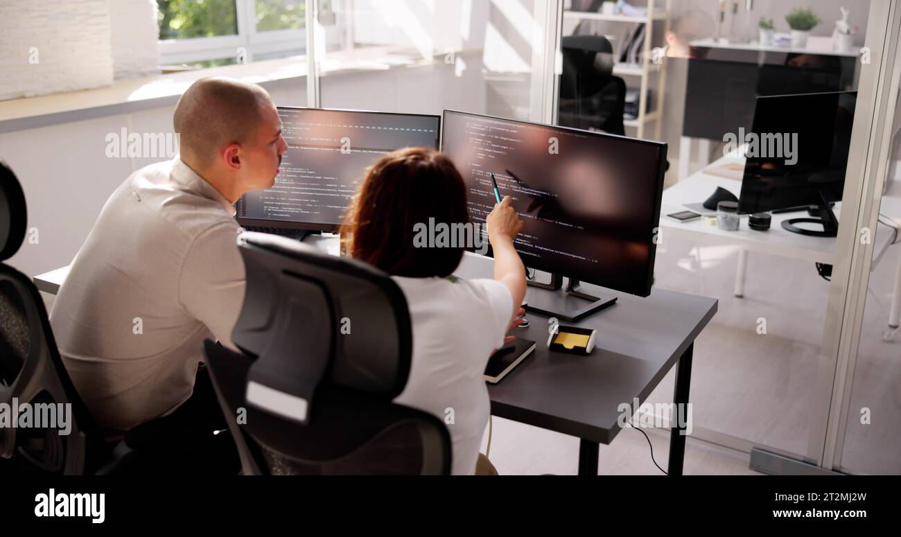 Agile Pair Programming And Extreme Coding. Business Software Stock Photo
