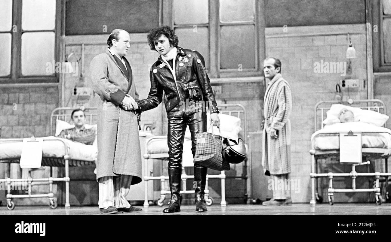 left: Bernard Gallagher (Foster - rear), Robert Lang (Ash)  rear right: Charles Kay (Loach) in THE NATIONAL HEALTH by Peter Nichols at the National Theatre (NT), Old Vic Theatre, London SE1 15/10/1969  design: Patrick Robertson lighting: Robert Bryan movement: Claude Chagrin choreographer: Malcolm Goddard director: Michael Blakemore Stock Photo