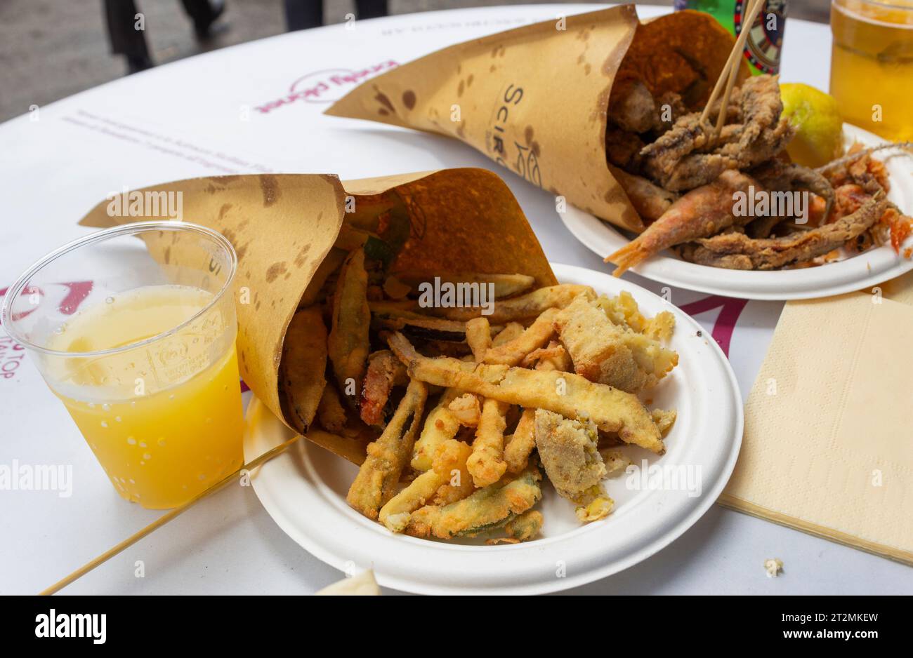 Italian street food. Fried vegetables in tempura. Stock Photo