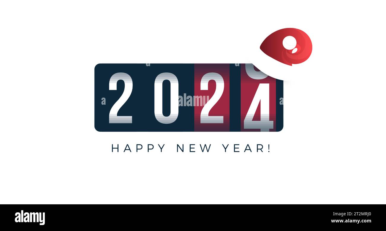 Countdown to 2024 in analog counter style. Vibrant celebration with