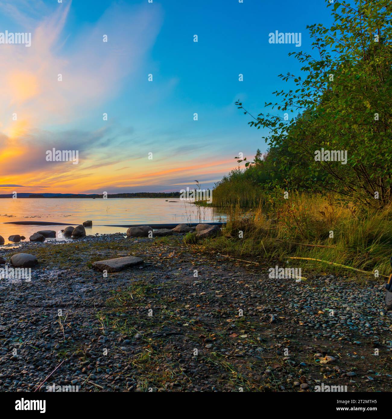 Sunset at swedish coast Stock Photo